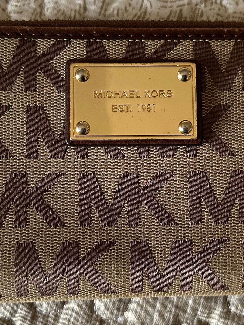 Michael Kors Brown and Gold MK Logo Canvas Men's Wallet